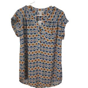 Carolina Belle Montreal Orange and Blue Dress Top M